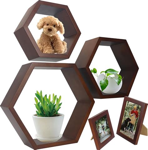 Strawbula Hexagon Floating Shelves 3Pcs Wall Mounted India | Ubuy