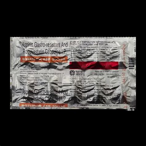 ROZUCOR ASP 20MG/150MG CAPSULE 10'S Price, Uses, Side Effects ...