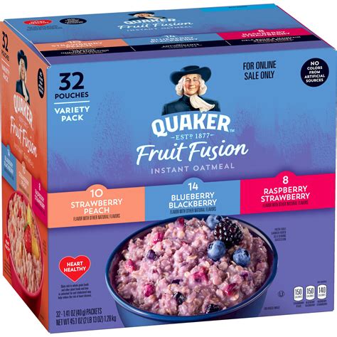 Quaker Instant Oatmeal Fruit Fusion Variety Pack, 32 Packets - Walmart.com