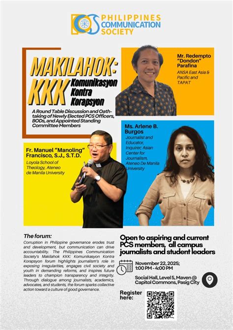 Makilahok: KKK – Komunikasyon Kontra Korapsyon, Capitol Commons, Pasig ...