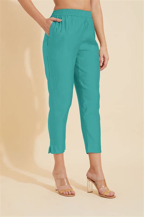 Solid Straight Pant - Turquoise – Maybell Womens Fashion
