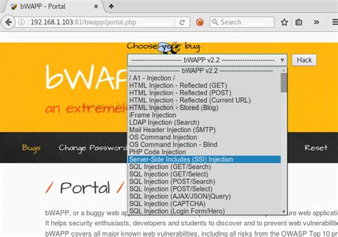 Server Side Injection Exploitation in bWapp - Hacking Articles