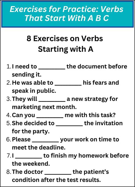 Verbs That Start With A B C Examples And Exercises