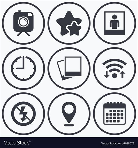 Photo camera icon no flash light sign Royalty Free Vector