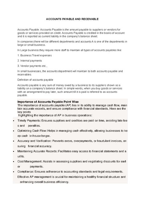 Accounts Payable & Receivable Overview: Importance & Management - Studocu