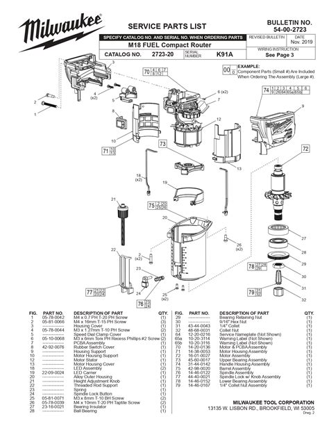 Milwaukee 2723-20 (K91A) M18 fuel compact router Parts - Milwaukee Router Parts - Milwaukee ...