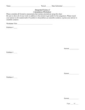 Fillable Online msad37 Integrated Science I Calculations Worksheet ...