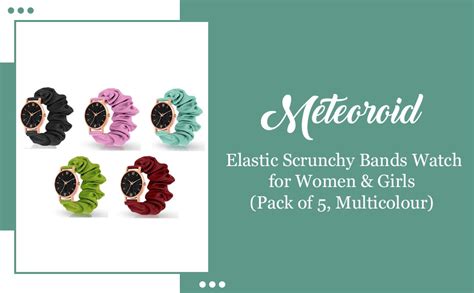 Buy METEOROID Black Analog Dial Scrunchies Watches Strap Cloth Solid ...