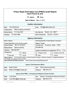 Fillable Online Prison Rape Elimination Act (PREA) Audit Report ...