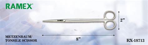 Ramex Stainless Steel Metzenbaum/Tonsile Scissor 8" Straight Dissecting ...