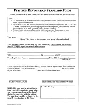 Fillable Online PETITION REVOCATION STANDARD FORM Fax Email Print ...
