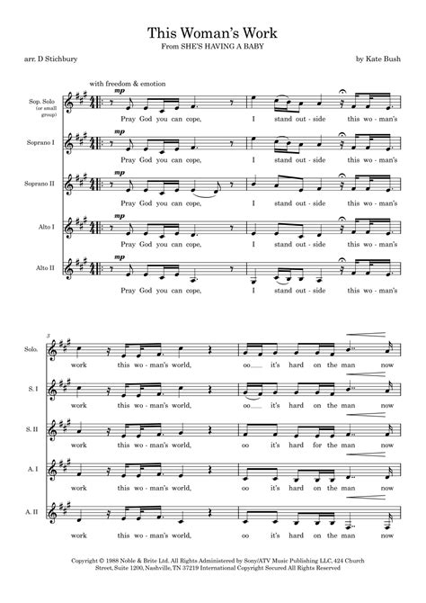 This Woman's Work (arr. Dominic Stichbury) Sheet Music | Kate Bush ...