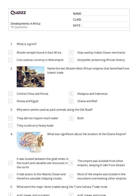 50+ the ghana empire worksheets for 10th Class on Quizizz | Free ...
