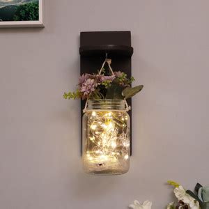 Homesake Rustic Mason Jar Wall Scones with Firefly String Lights Price ...