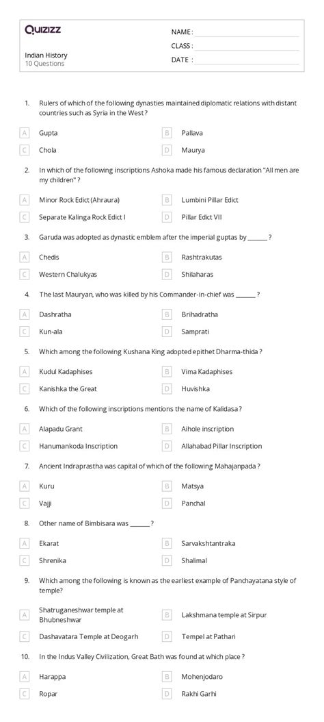 50+ History worksheets for 5th Class on Quizizz | Free & Printable