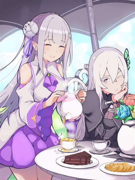 emilia and echidna (re:zero kara hajimeru isekai seikatsu) drawn by ...