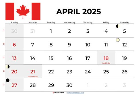 April 2025 Calendar - Canada