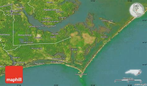 Satellite Map of Carteret County