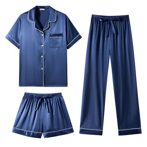 SAPJON Silk Pajamas for Women Set 3 Piece Satin Sleepwear Classic ...