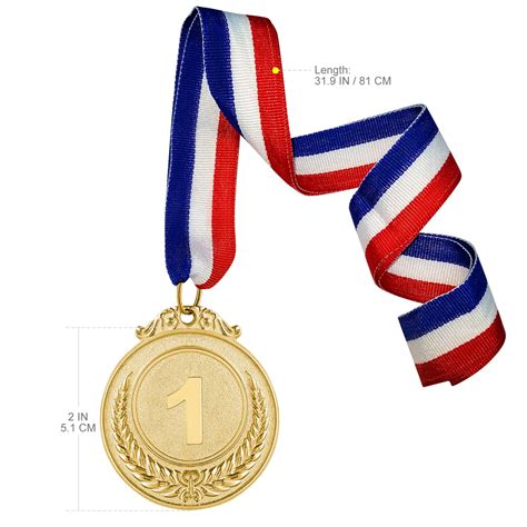 Buy 3pcs Metal Award Medals with Neck Ribbon, Zinc Alloy Winner Gold ...