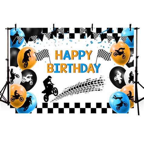 Buy SENDY 7x5ft Dirt Bike Backdrop Boy Motocross Drag Racing Black and ...