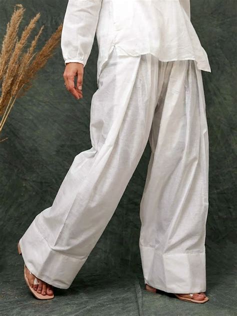 White Farshi Salwar | Loose Fit Women Bottom for Ethnic Wear