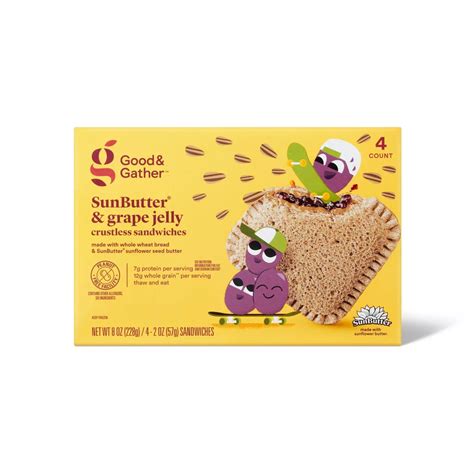 Good & Gather Sunbutter & Grape Jelly CRUSTLESS sandwiches 4 count is ...