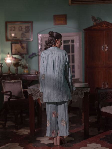 Bloom in Grace: Mal Chanderi Co-ord Set-Powder Blue – Ambre By ...
