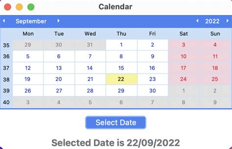 Image result for Python GUI Calendar Using Tkinter Coding