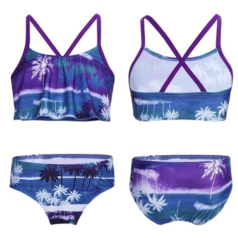 Alvivi Girls 2 Piece Swimsuit Tropical Palm Tops with Briefs Camisole ...