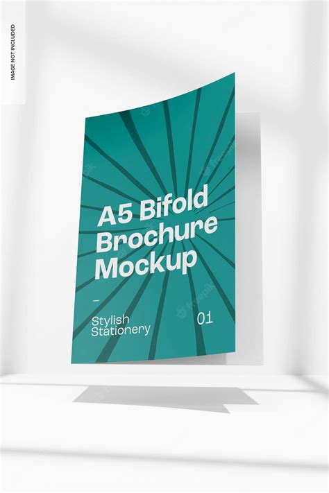 Premium PSD | A5 bifold brochure with shadow overlay mockup, floating