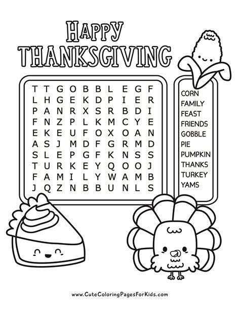 Coloring Pages Thanksgiving Word Search [2025]