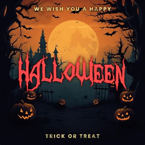 Premium PSD | Happy Halloween greeting card PSD Halloween wishes text ...