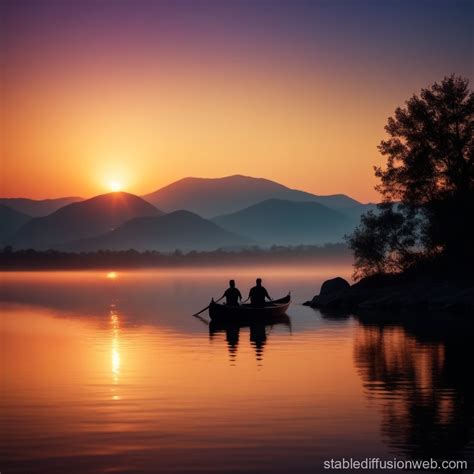 Sunset Silhouette Concept Art | Stable Diffusion Online