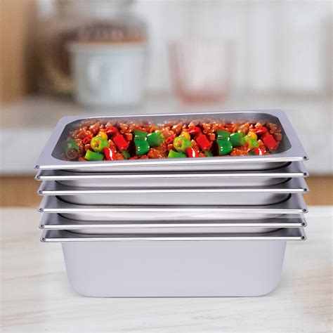 6 Pack 2.5L Buffet Steam Pans, Commercial Steam Table Pans 1/2 Size 4 ...
