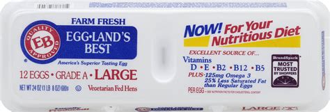 Eggland's Best Farm Fresh Large, White, Grade A Eggs, 12ct. - Walmart ...
