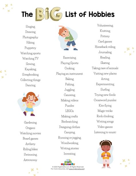 List of Hobbies 的图像结果