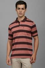 Buy Men Brown Stripe Polo Neck T-shirt Online - 39832170 | Louis Philippe