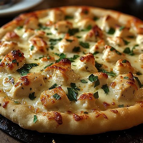 Chicken Alfredo Garlic Bread Pizza Recipe - Cooking Circuit