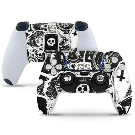 PlayStation 5 Controller Skin - Sticker Bomb Cool Black and White Goth ...