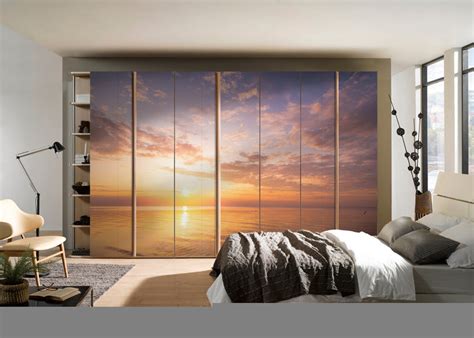 Sunset with Yellow Rays Painting Self Adhesive Sticker For Wardrobe ...