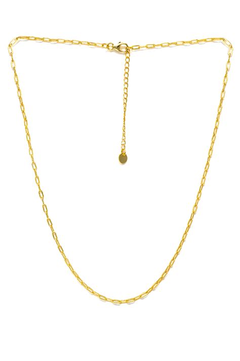 Classic Paper Clip Gold Plated Sterling Silver Chain | 925 Silver ...