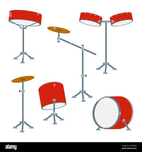 Set of Drums. Vector percussion instruments in flat style. Various classical orchestral Rhythm ...