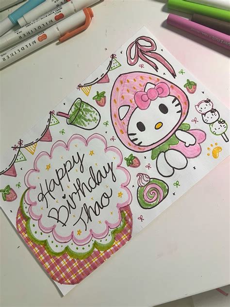 hello kitty bday card inspo | Happy birthday cards diy, Birthday card ...