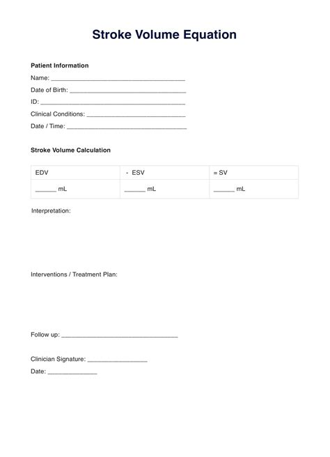 Stroke Volume Equation
