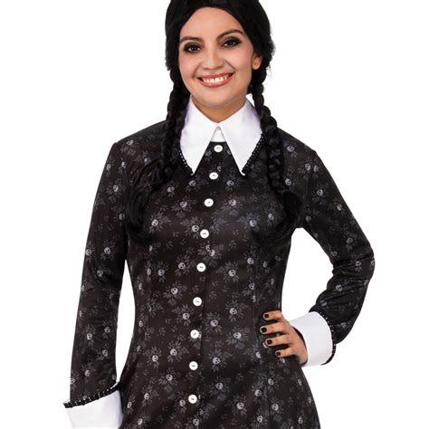 Addams Family Wednesday Adult Costume with Skeleton Print