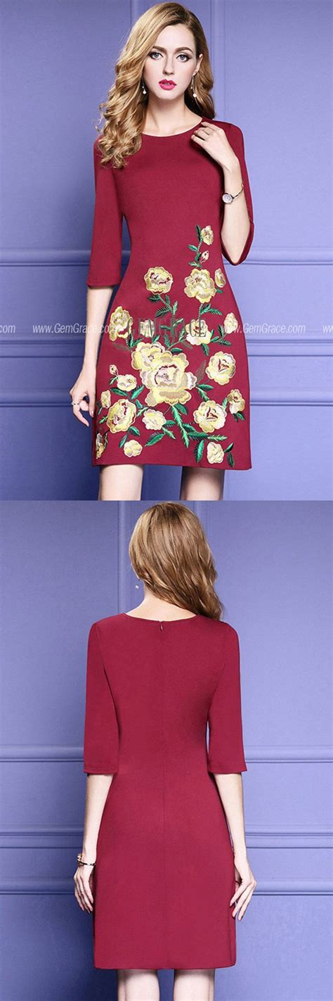 burgundy wedding guest dress