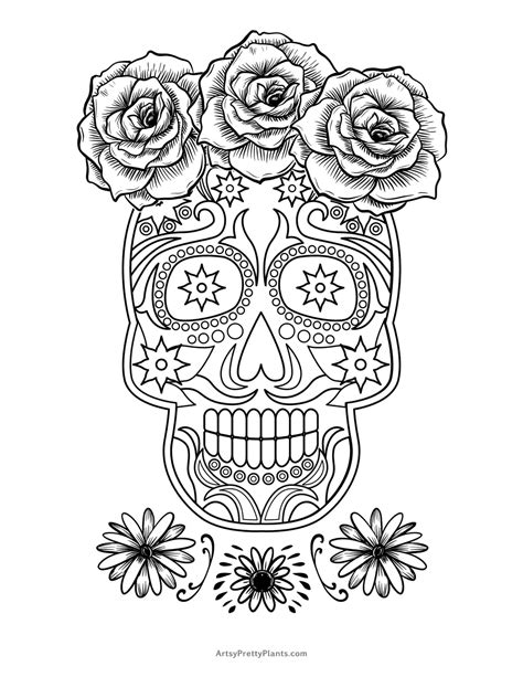 29 Free Sugar Skull Coloring Pages - Artsy Pretty Plants