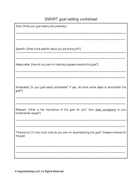 SMART Goal Setting Worksheet | HappierTHERAPY