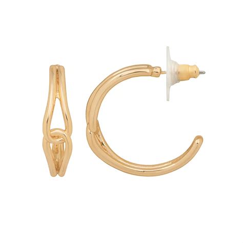 LC Lauren Conrad Gold Tone Interlocking Detail Hoop Earrings